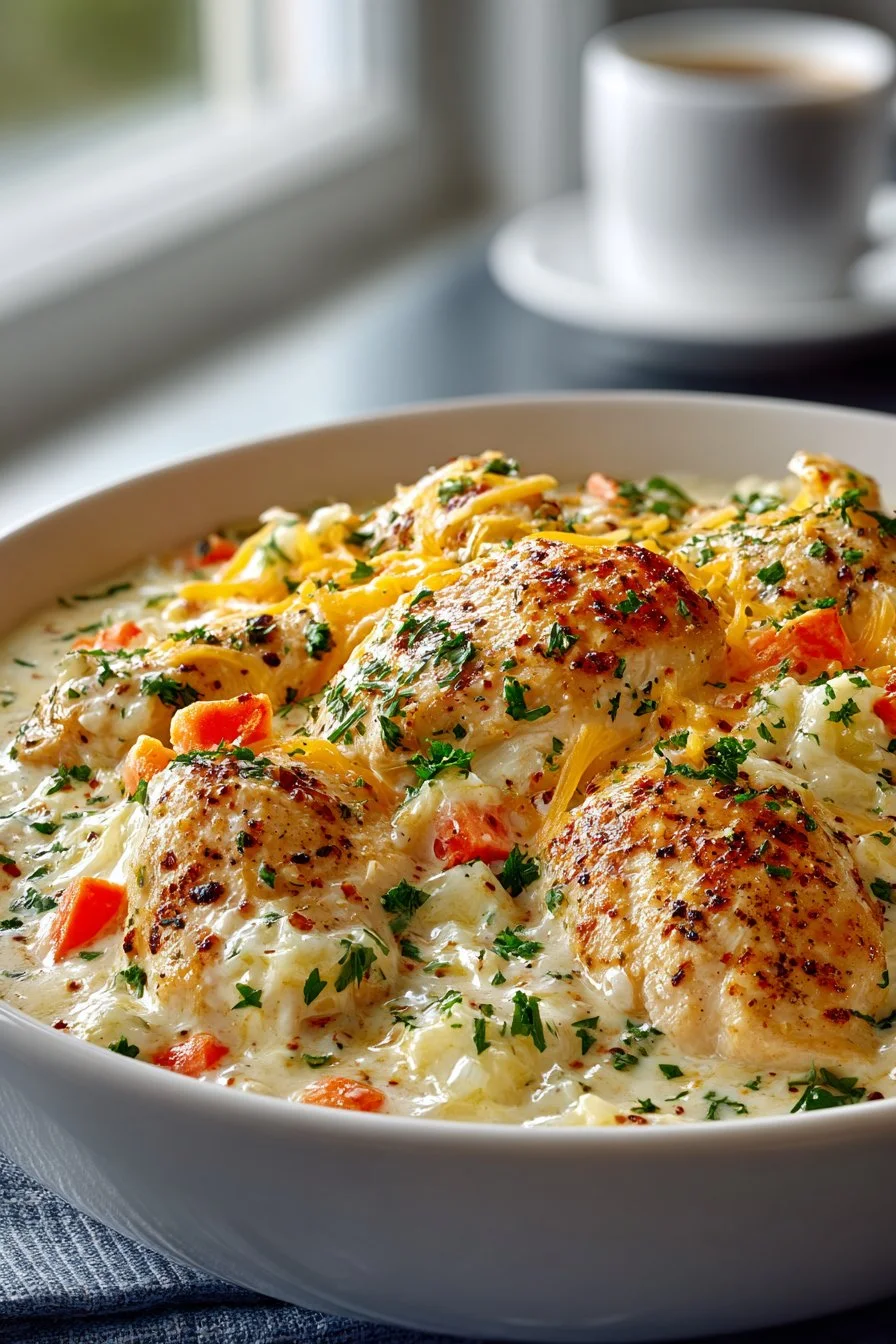 Easy Slow Cooker Creamy Ranch Chicken Casserole
