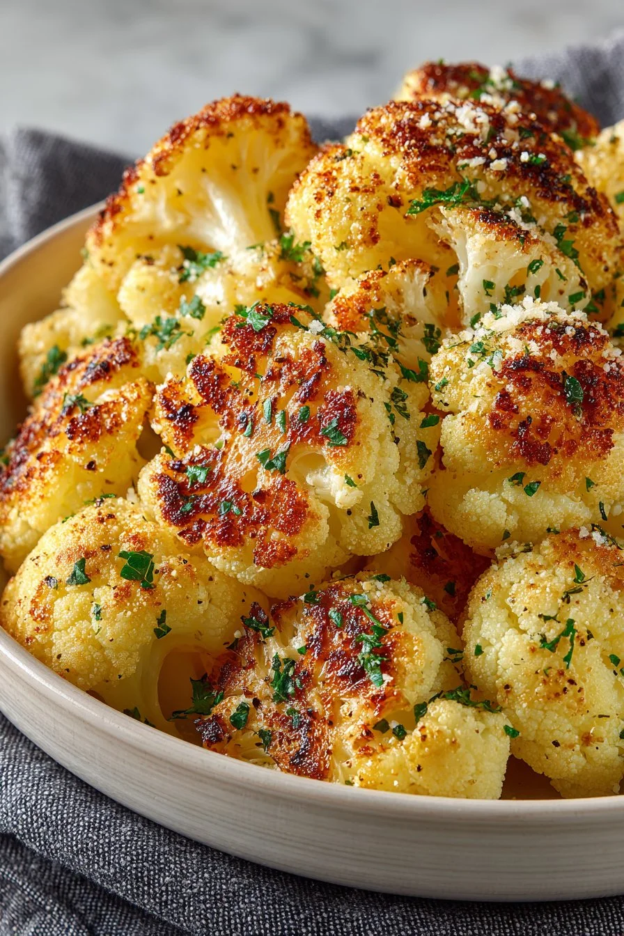 Healthy Garlic Parmesan Roasted Cauliflower