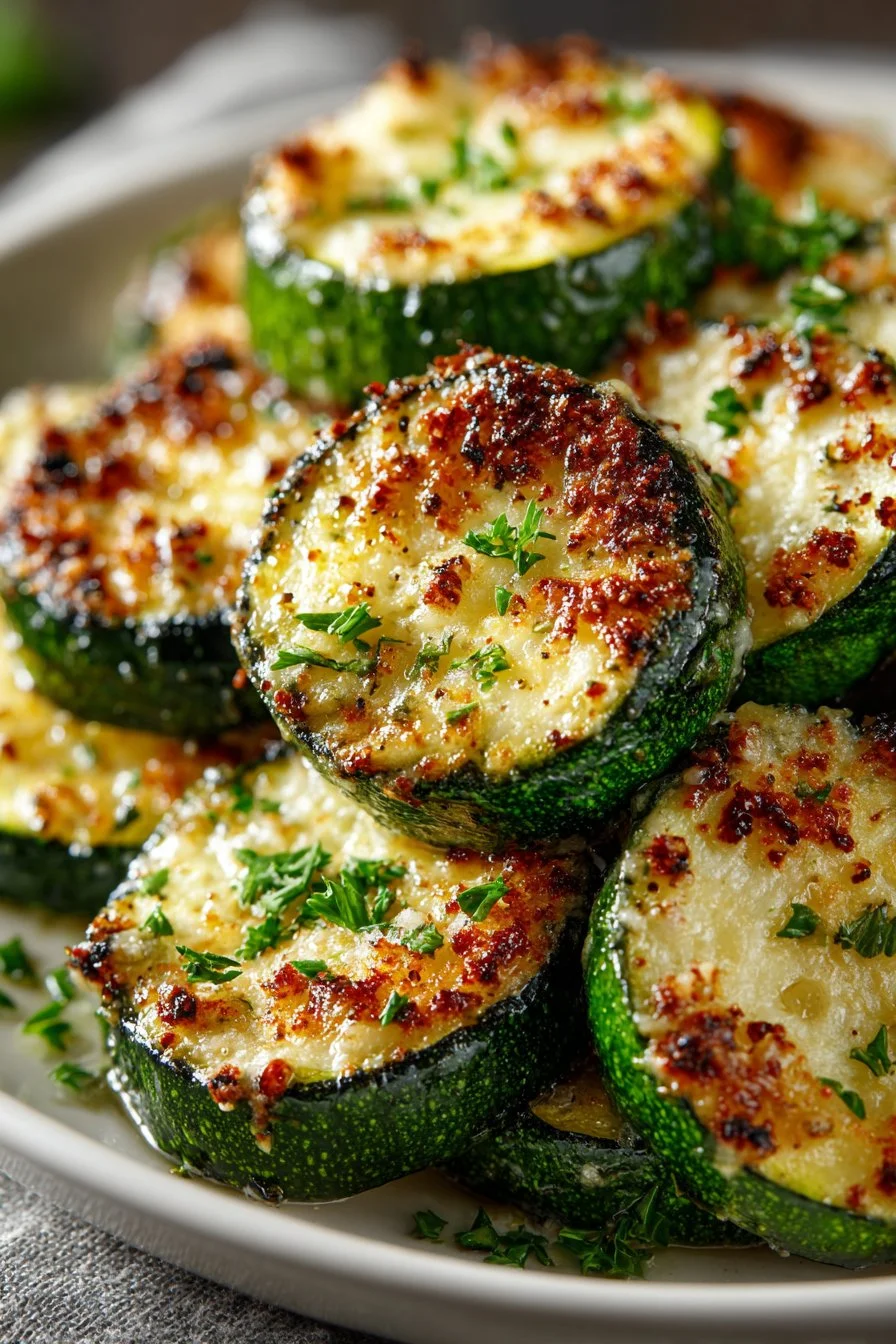 Healthy Roasted Garlic Parmesan Zucchini
