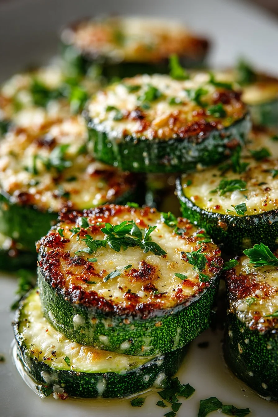 Healthy Roasted Garlic Parmesan Zucchini