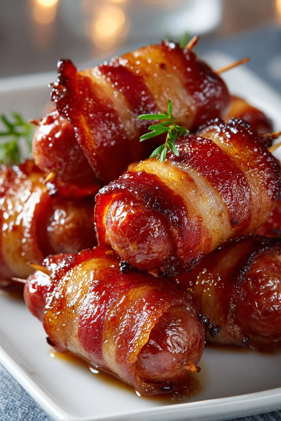 Homestyle 4th of July Appetizer Bacon Wrapped Smokies