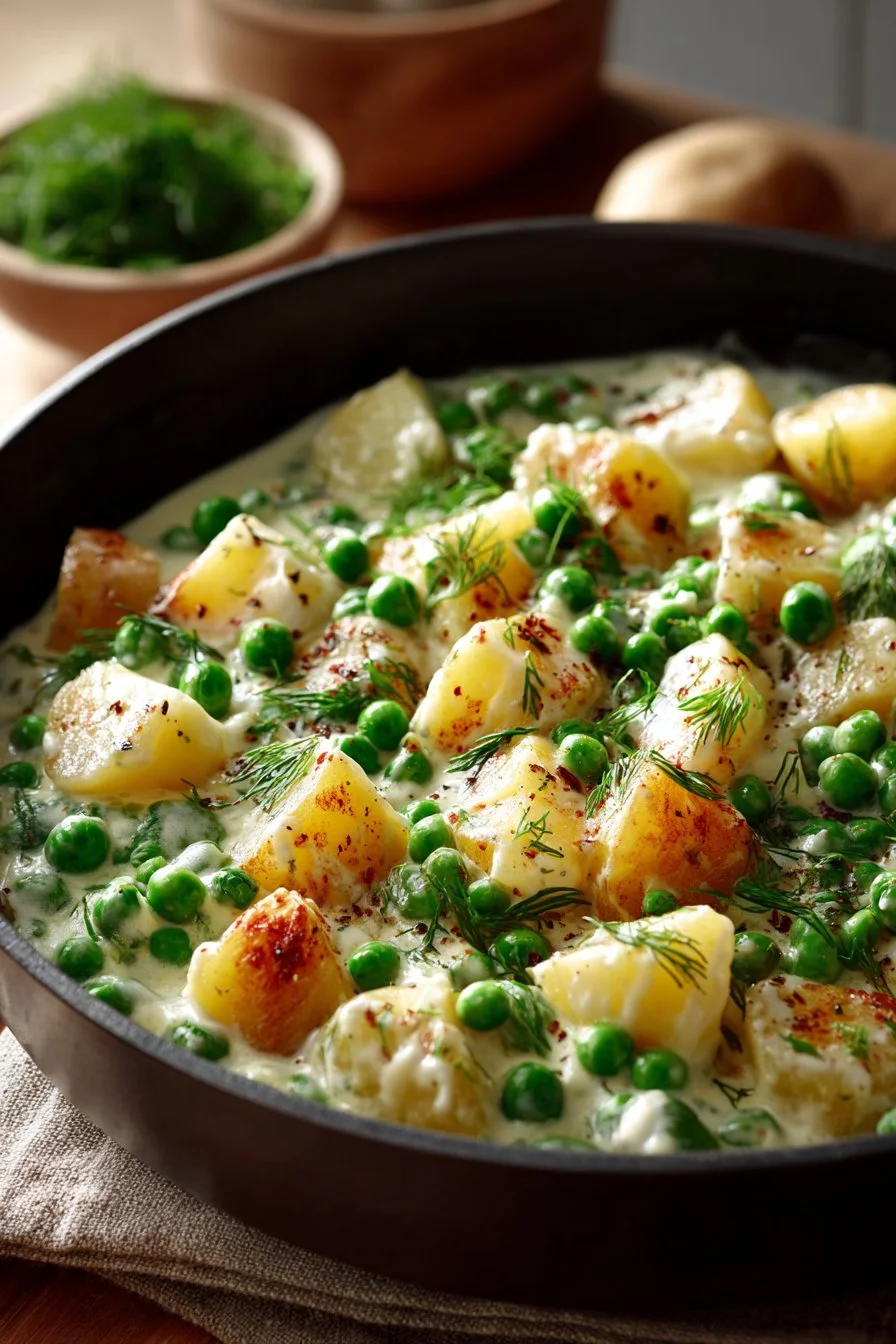 Old Fashioned Creamed Peas and Potatoes