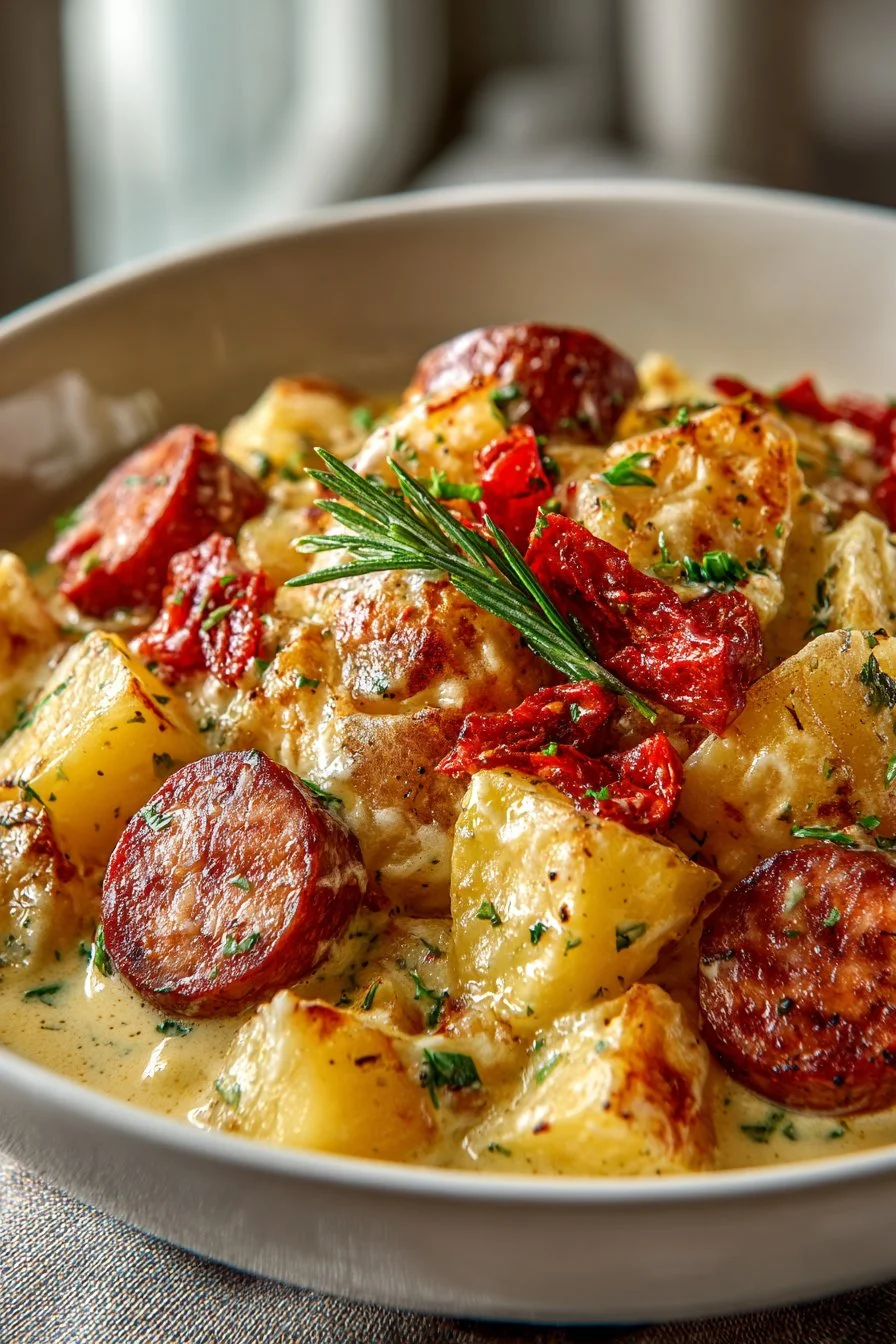 Slow Cooker Smoked Sausage and Cheesy Potatoes