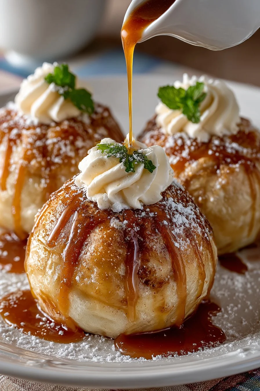 Traditional Homemade Apple Dumplings with Caramel
