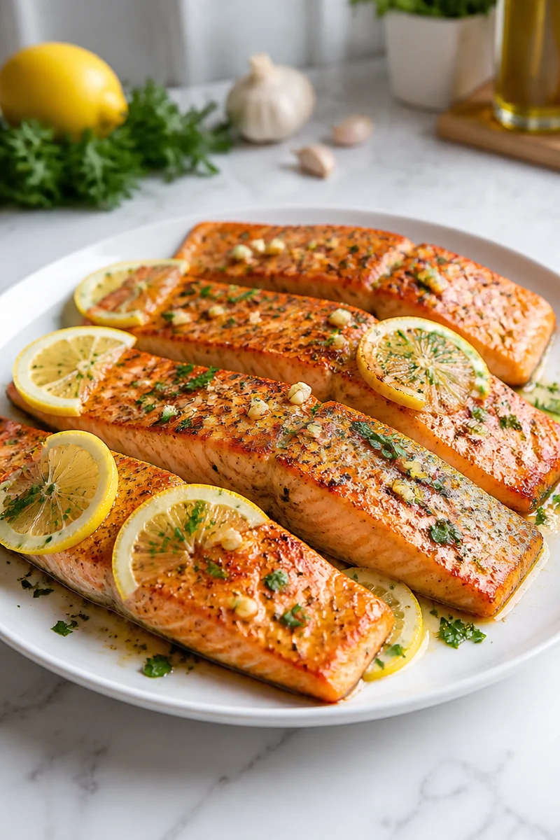 One pan lemon garlic salmon dish ready in 20 minutes
