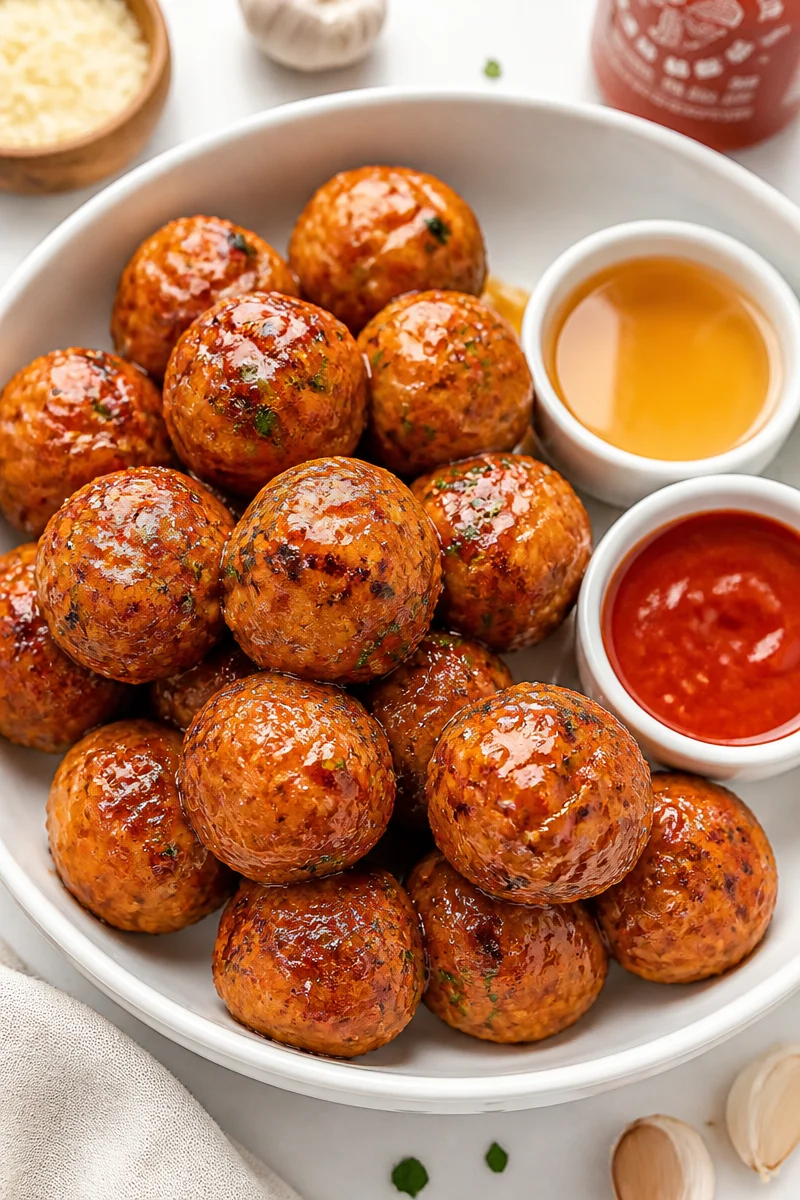 Air Fryer Honey Sriracha Turkey Meatball