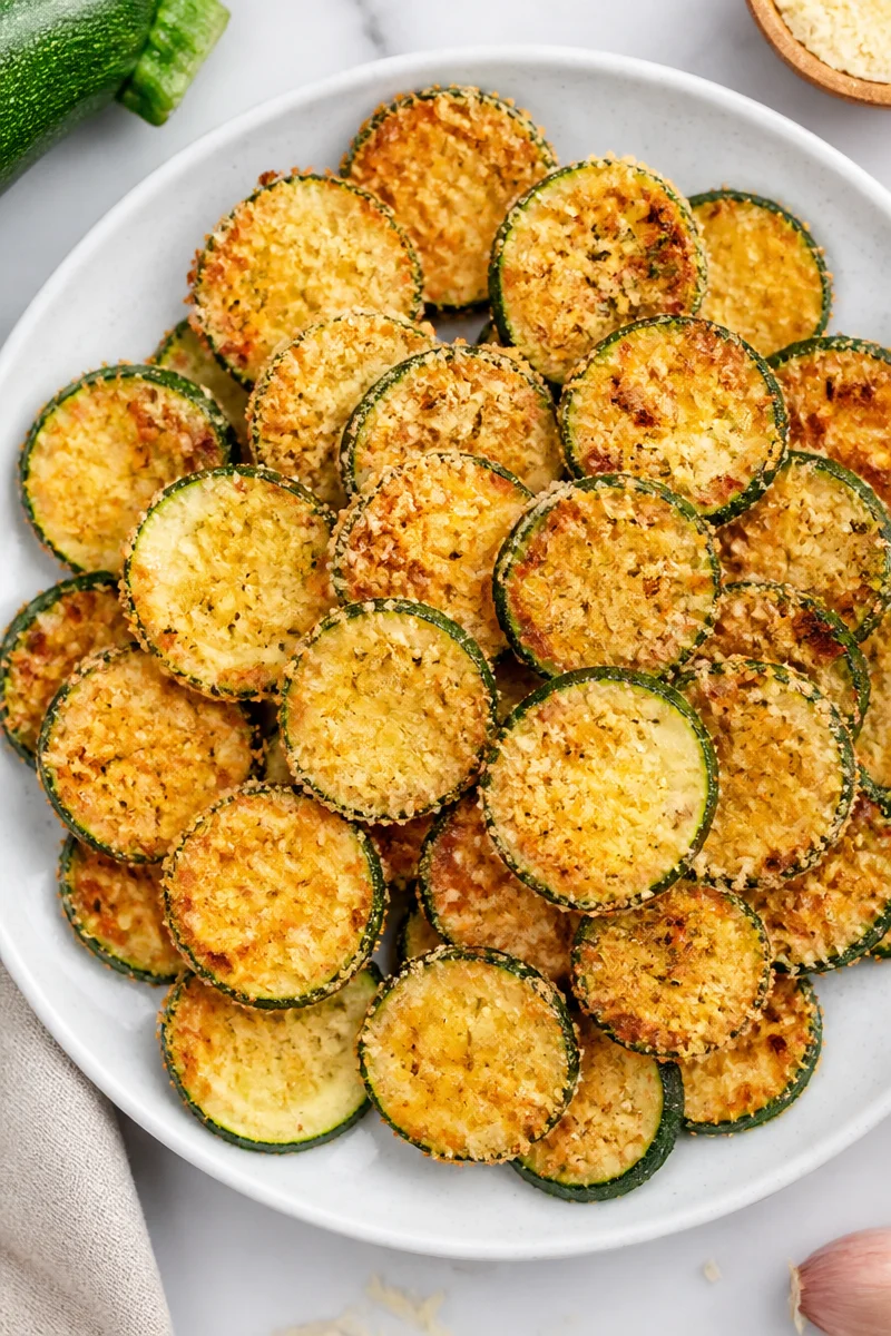 Air Fryer Parmesan Zucchini Chip Snack