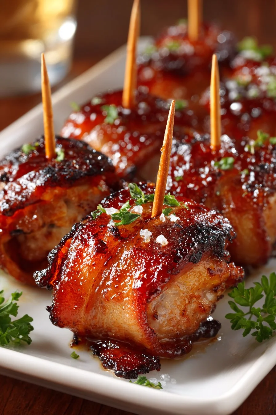 Bacon Wrapped BBQ Chicken Appetizer Bites