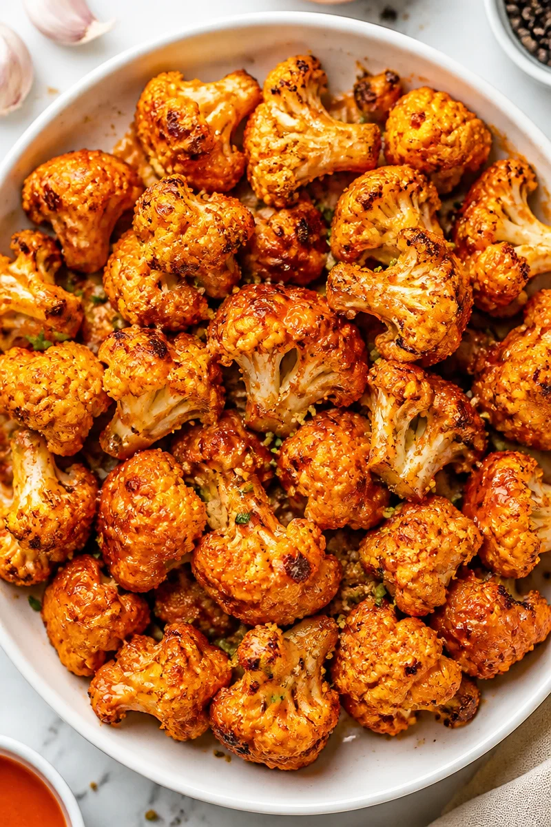 Baked Buffalo Cauliflower Bite Snack