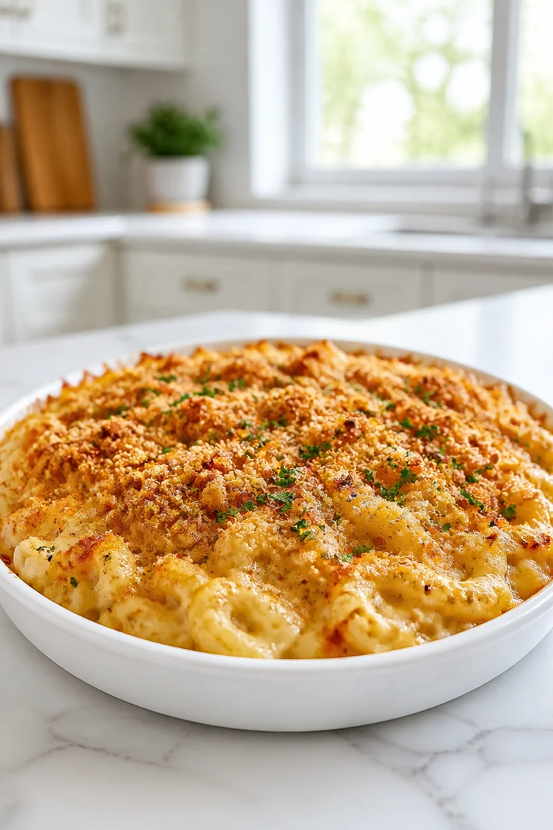 Baked Garlic Parmesan Mac And Cheese Recipe