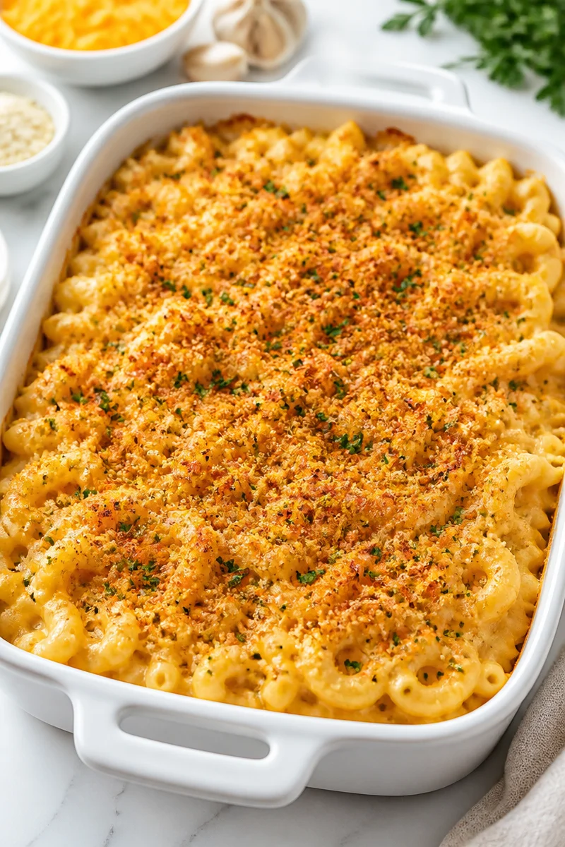 Baked Garlic Parmesan Mac And Cheese Recipe