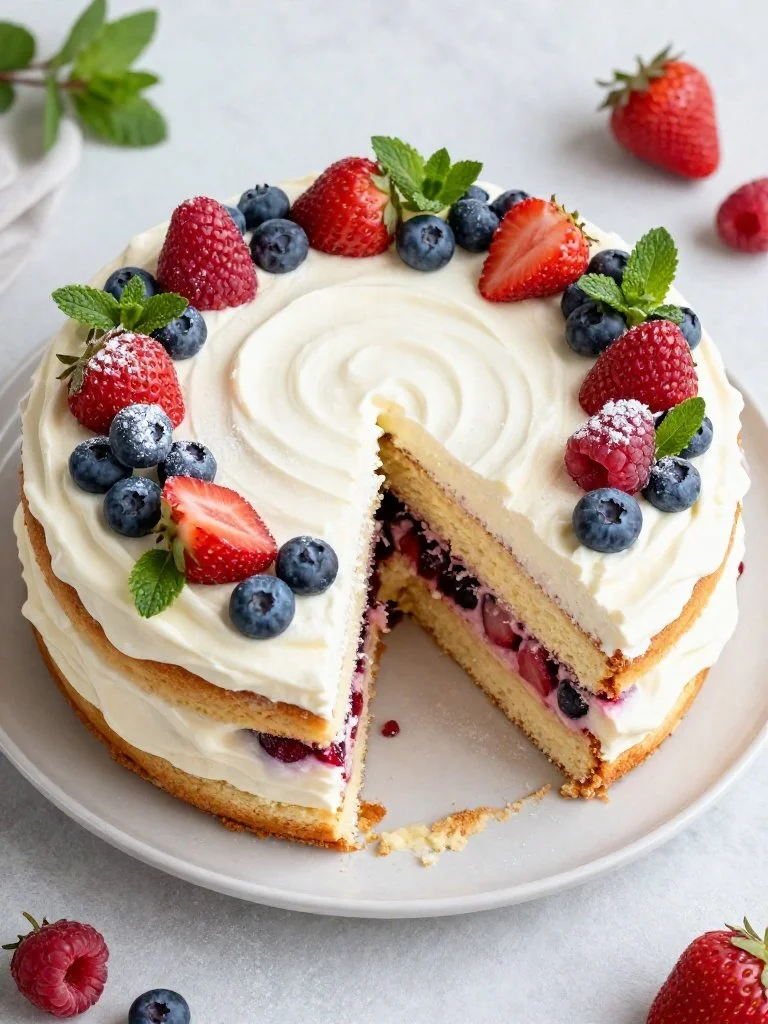 Beautiful Spring Layered Berry Chantilly Cake