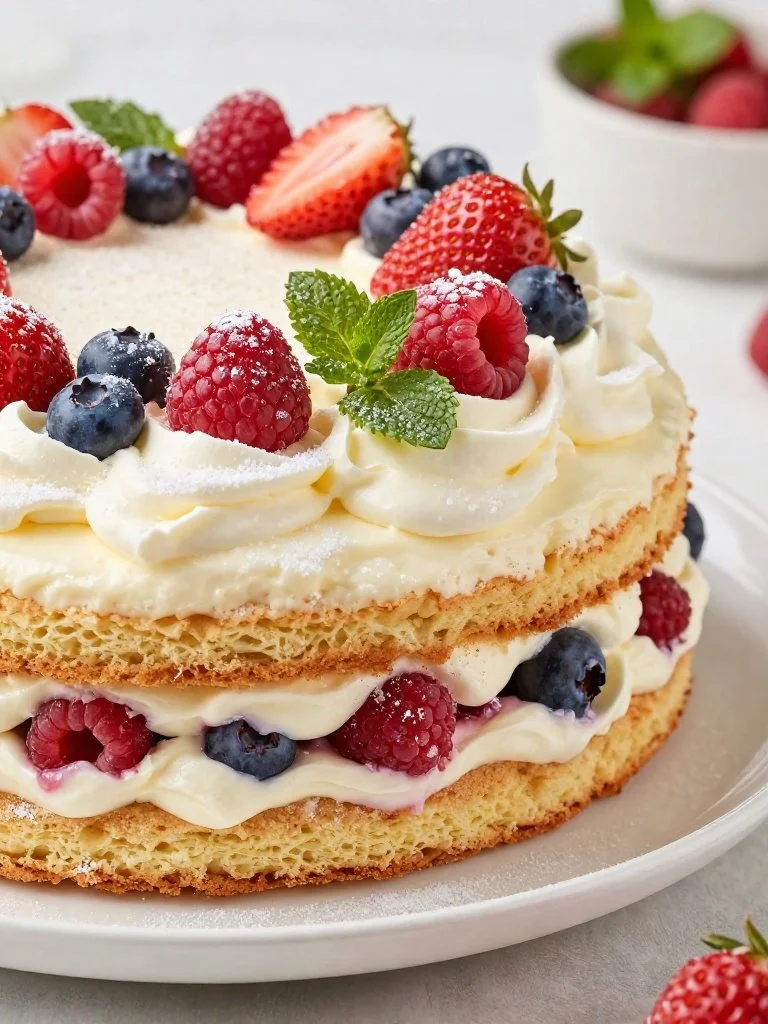 Beautiful Spring Layered Berry Chantilly Cake