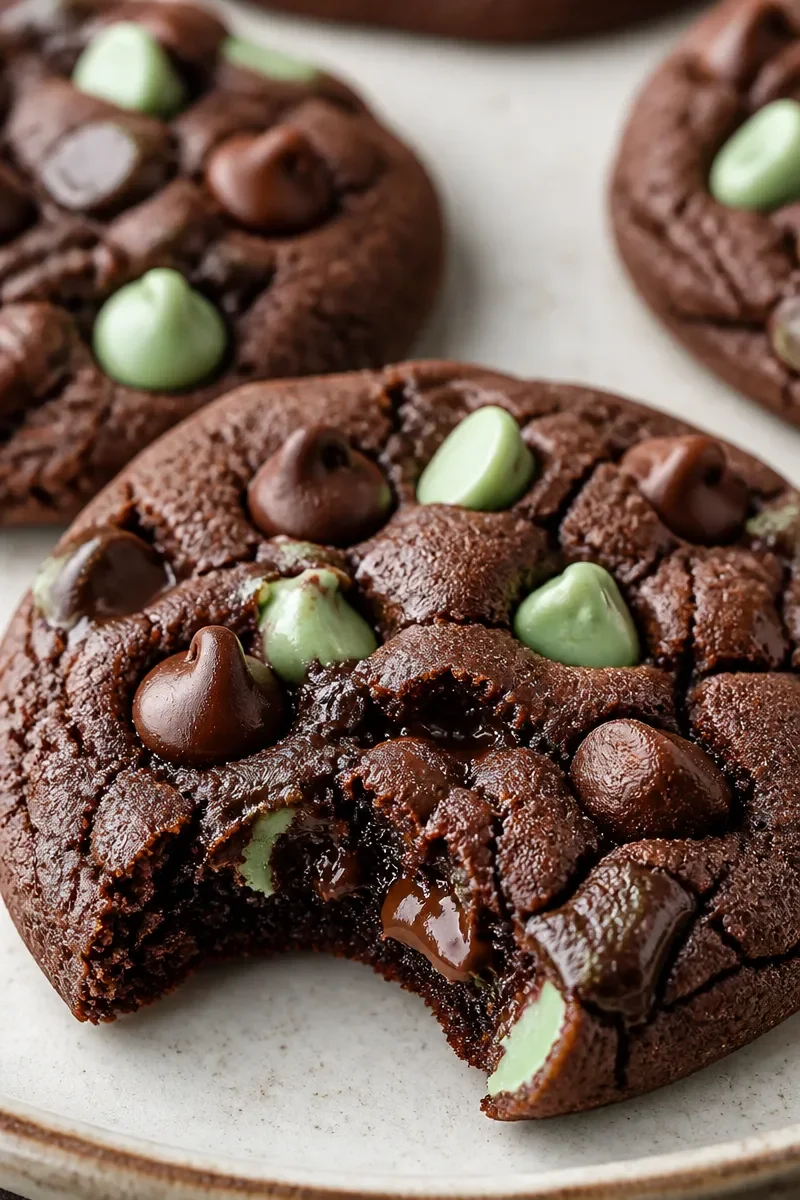 Chewy Double Fudge Mint Chocolate Chip Cookie