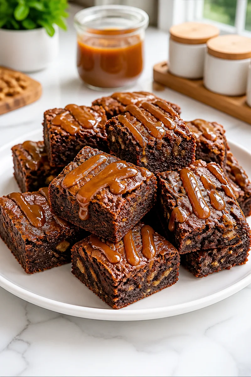 Chewy Walnut And Caramel Fudge Brownies