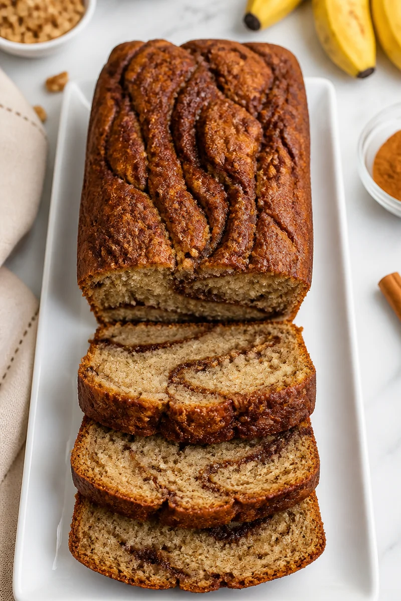 Cinnamon Swirl Moist Banana Bread Recipe