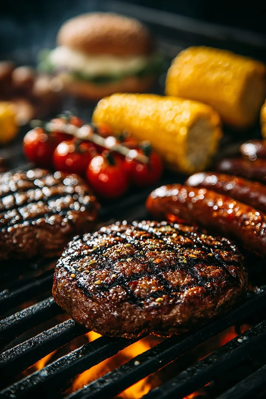 Classic backyard BBQ dinner setup for 4th of July celebration with delicious food.