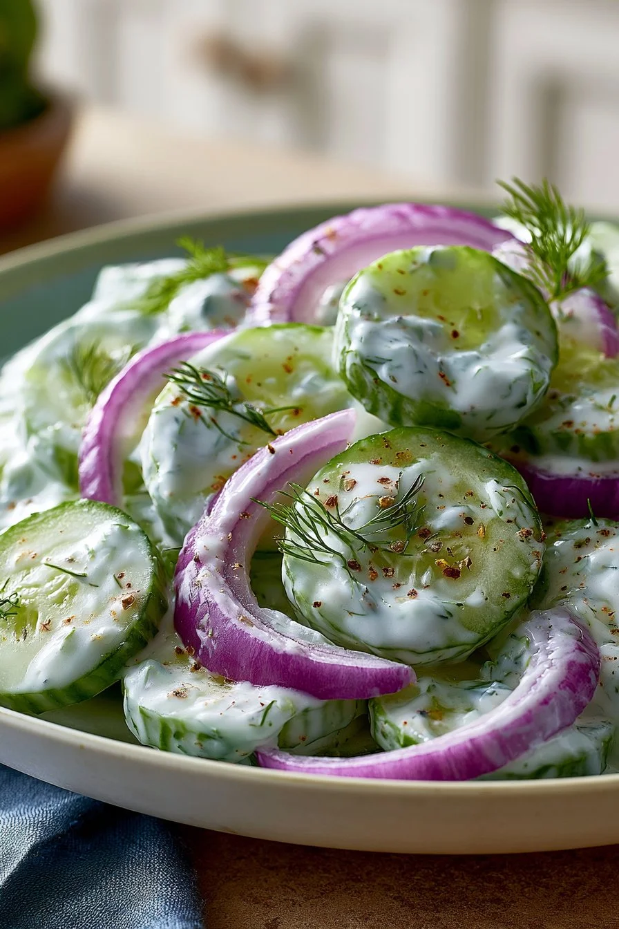 Classic Creamy Cucumber Dill Salad