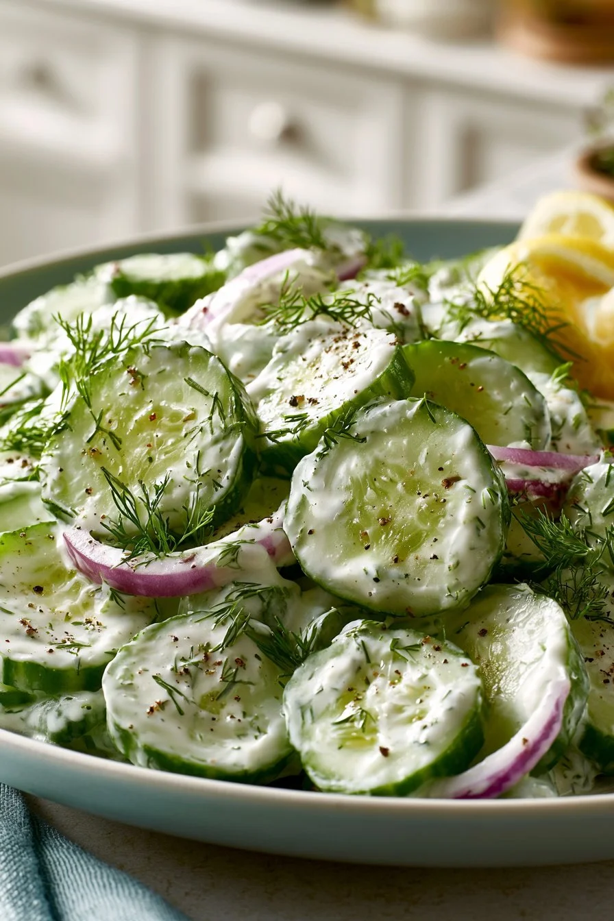 Classic Creamy Cucumber Dill Salad