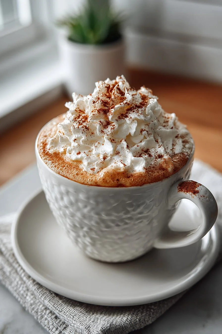 Cozy fall cinnamon pumpkin spice latte in a warm mug