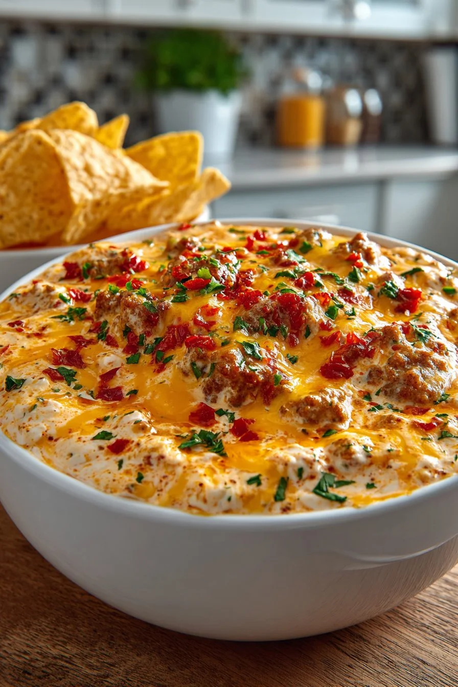 Creamy Cheddar Sausage Rotel Dip
