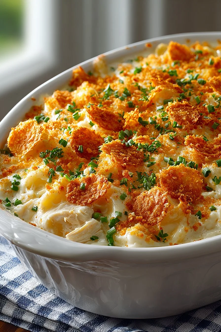 Creamy Chicken Casserole with Ritz Crackers