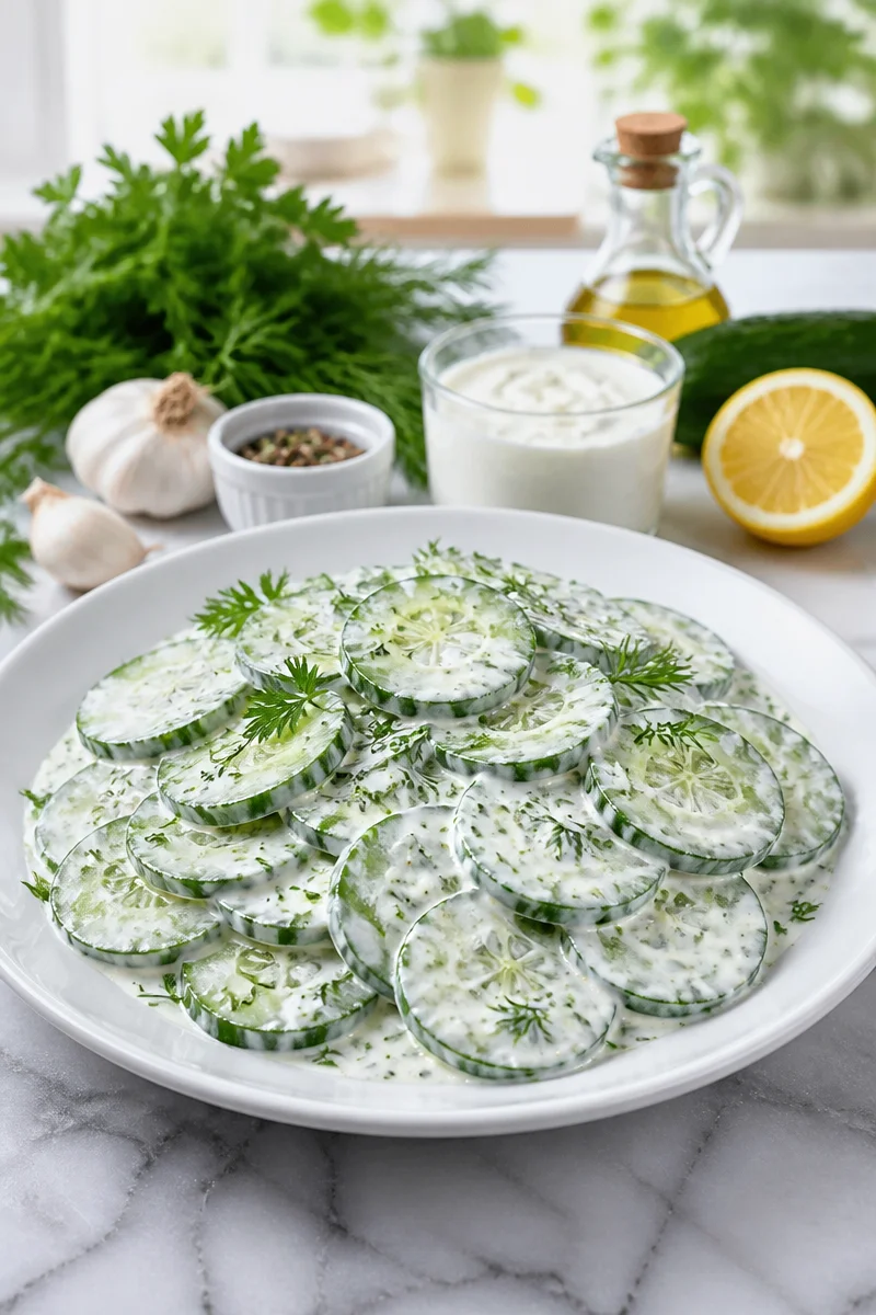 Creamy Garlic Herb Cucumber Salad Recipes