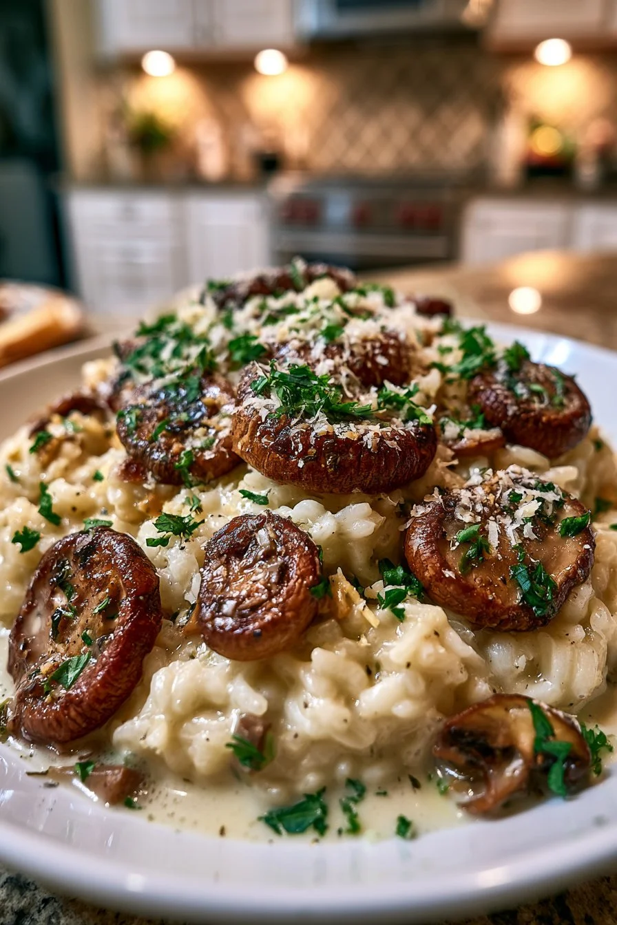 Creamy Garlic Mushroom Risotto Italian Recipe