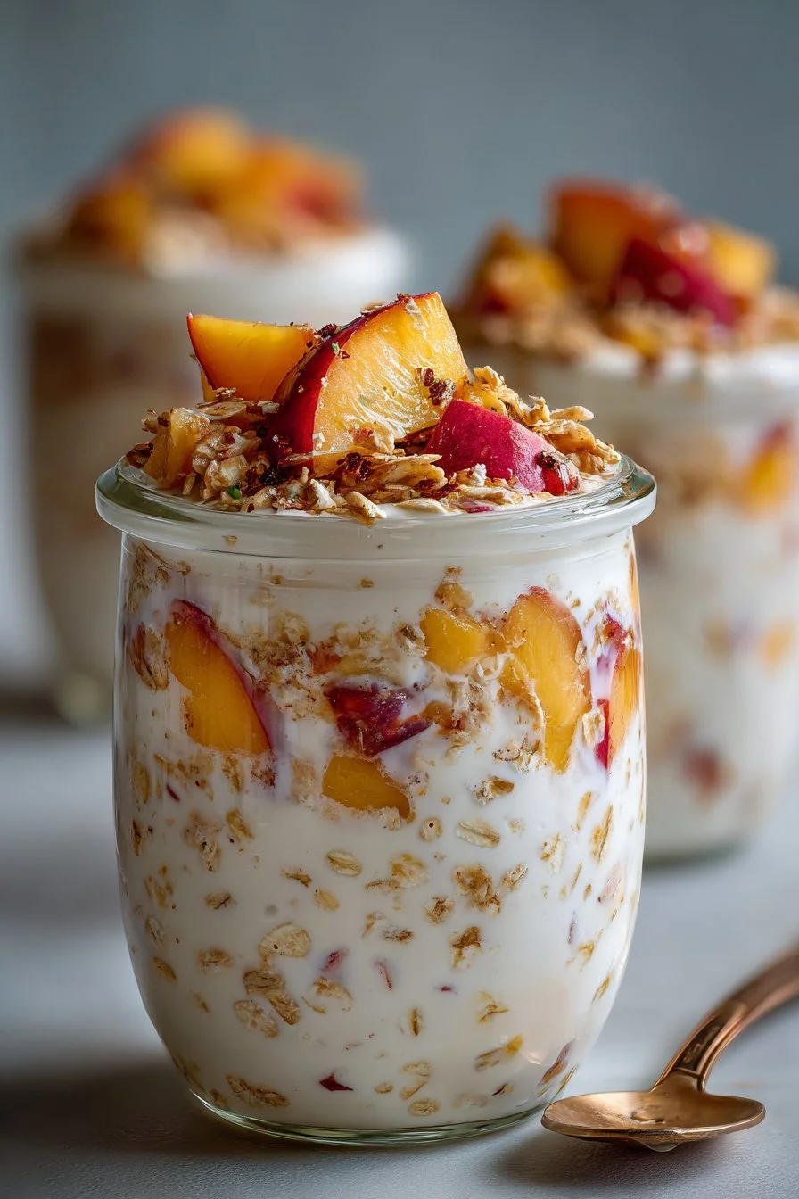Creamy Greek Yogurt Peach Overnight Oats