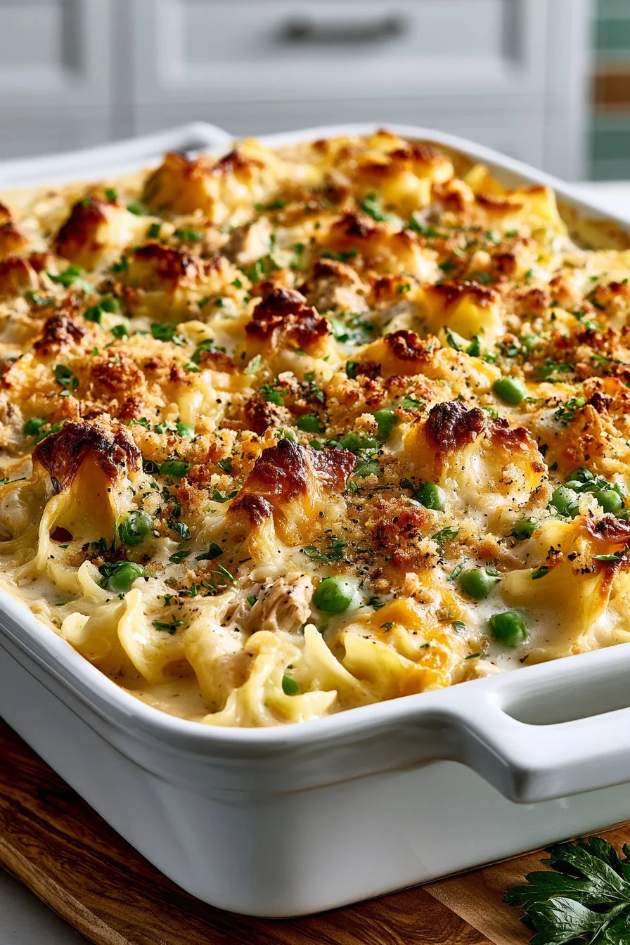 Creamy Mushroom Tuna Noodle Casserole