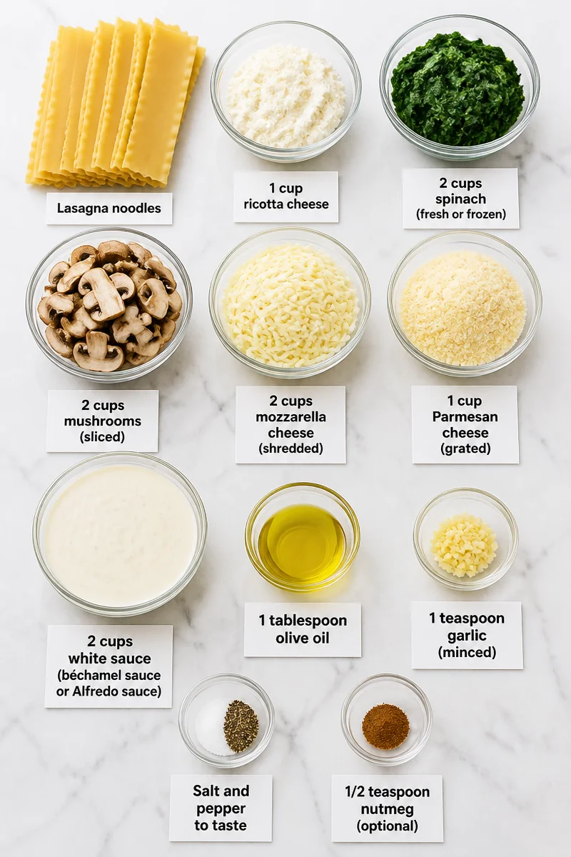 Creamy Spinach And Mushroom White Lasagna Recipe
