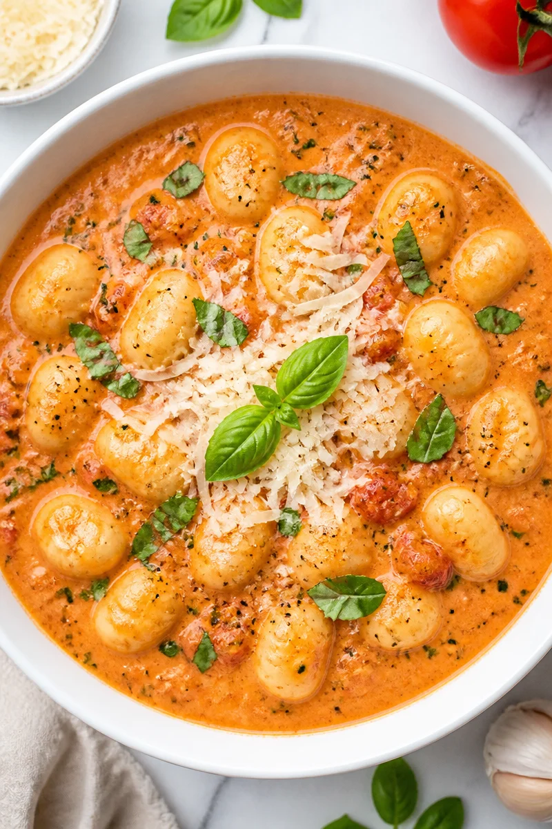 Creamy Tomato Basil Gnocchi Soup