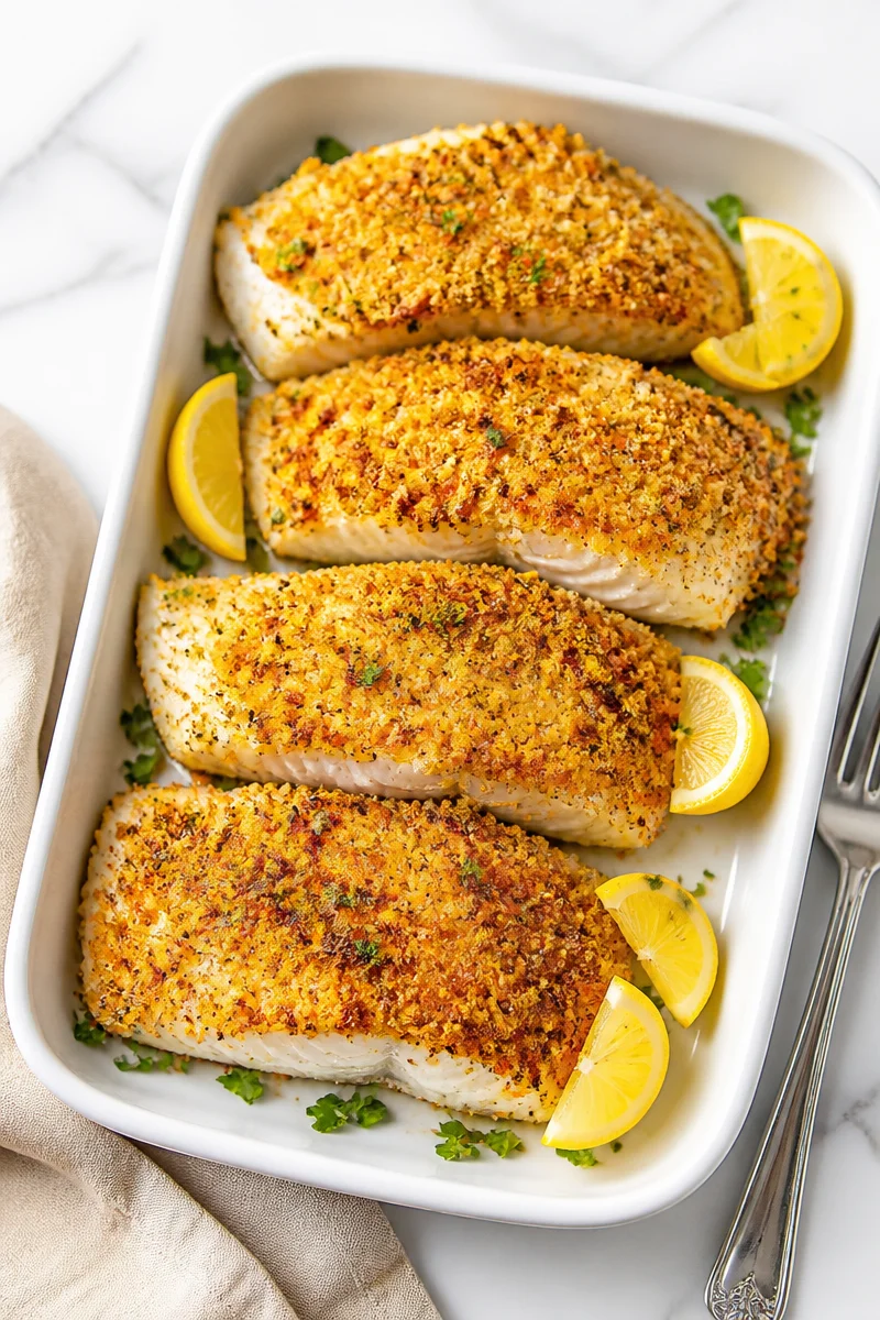 Crispy Baked Panko Crusted Cod Fish