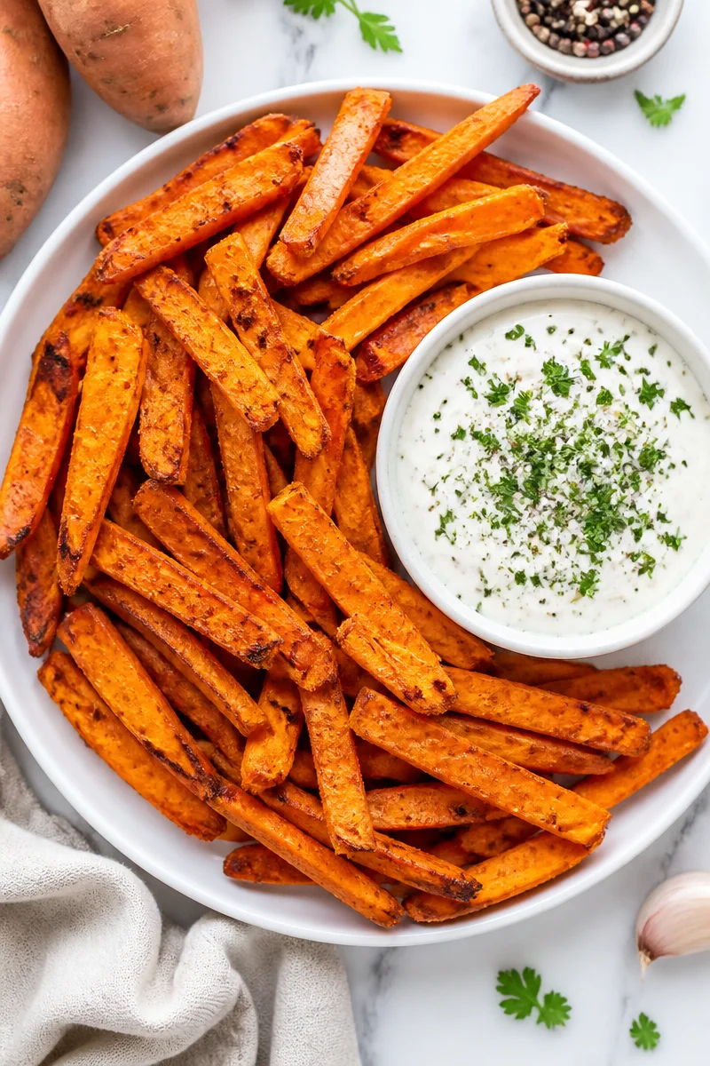 Crispy Baked Sweet Potato Fries And Dip