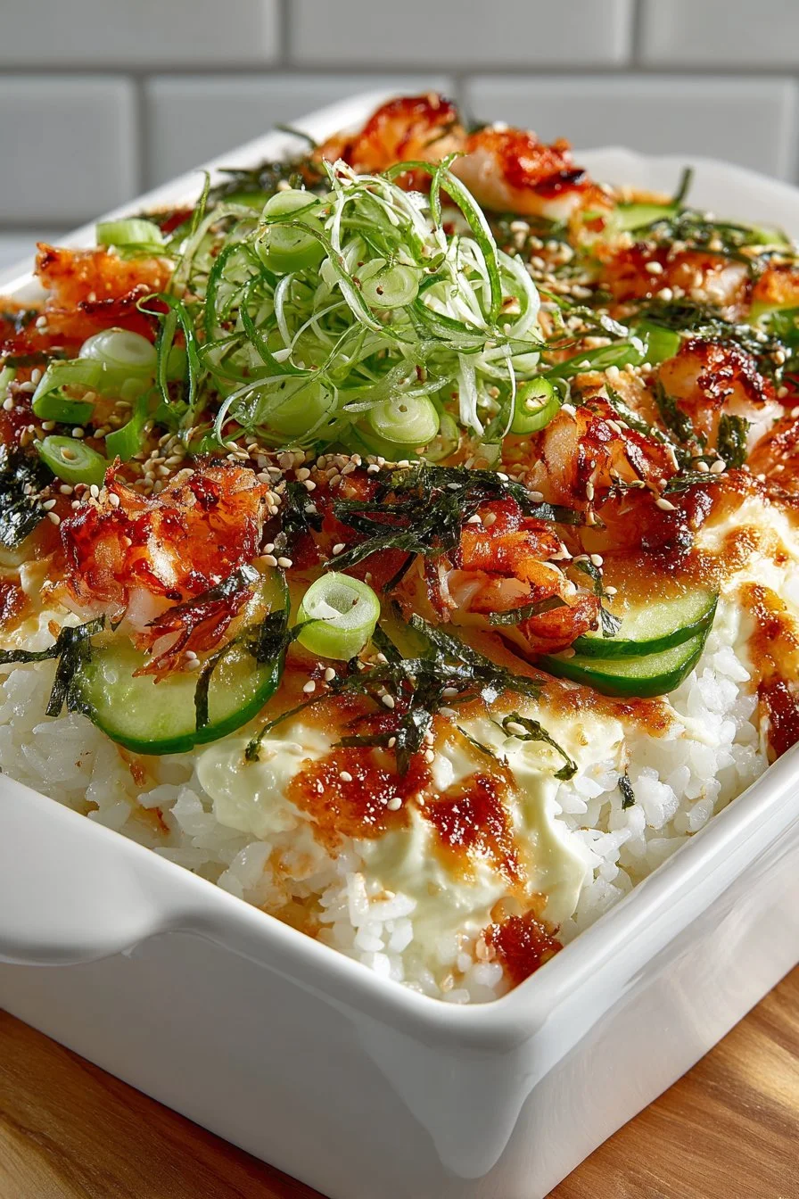 Easy Family Style Seafood Sushi Bake