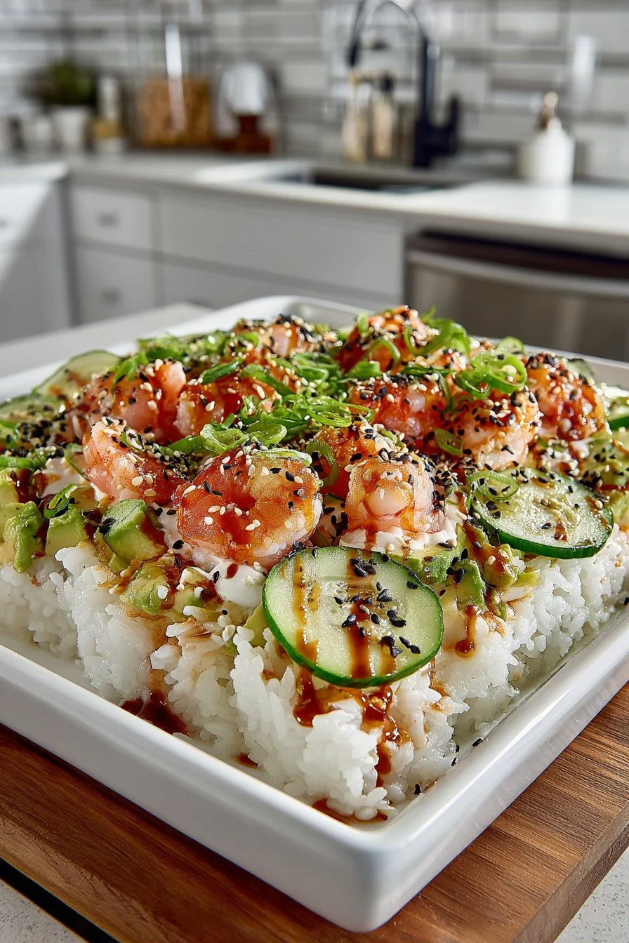 Easy Family Style Seafood Sushi Bake