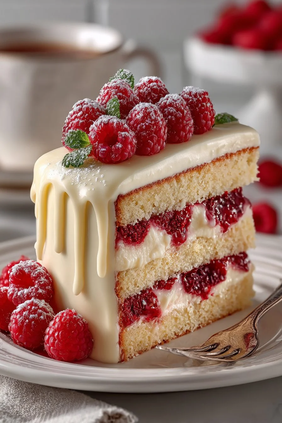 Easy Layered Raspberry White Chocolate Cake