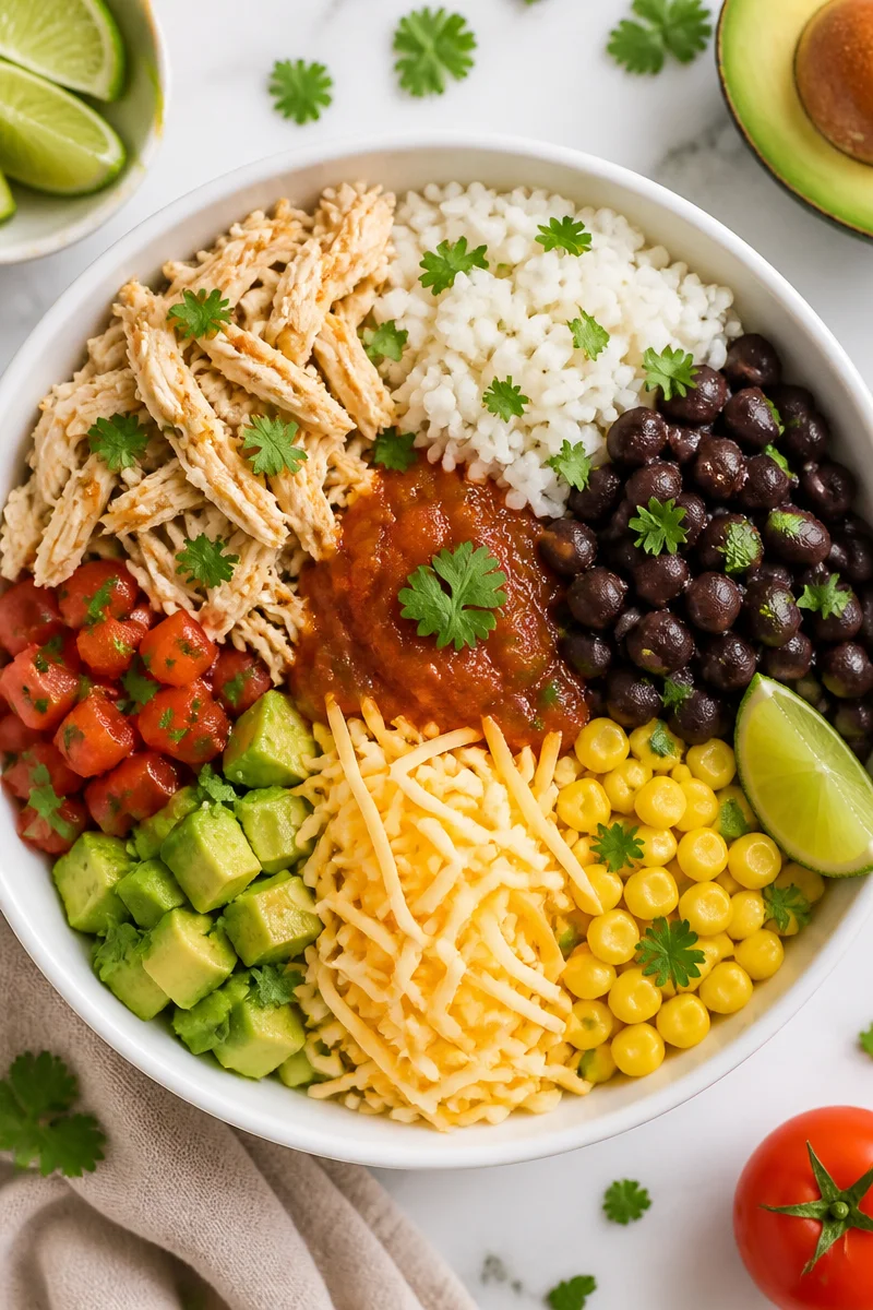 Easy Mason Jar Chicken Burrito Bowl