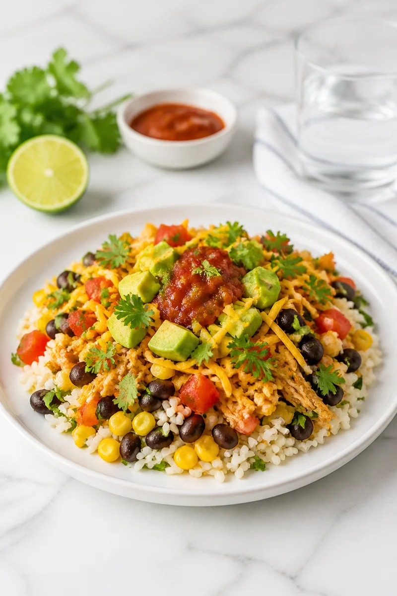 Easy Mason Jar Chicken Burrito Bowl