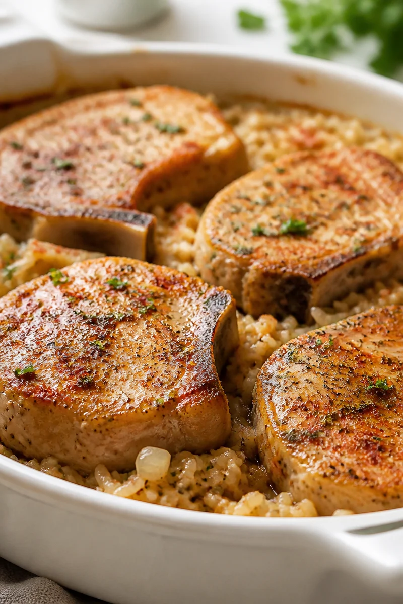 Easy Oven Baked Pork Chops and Rice Casserole