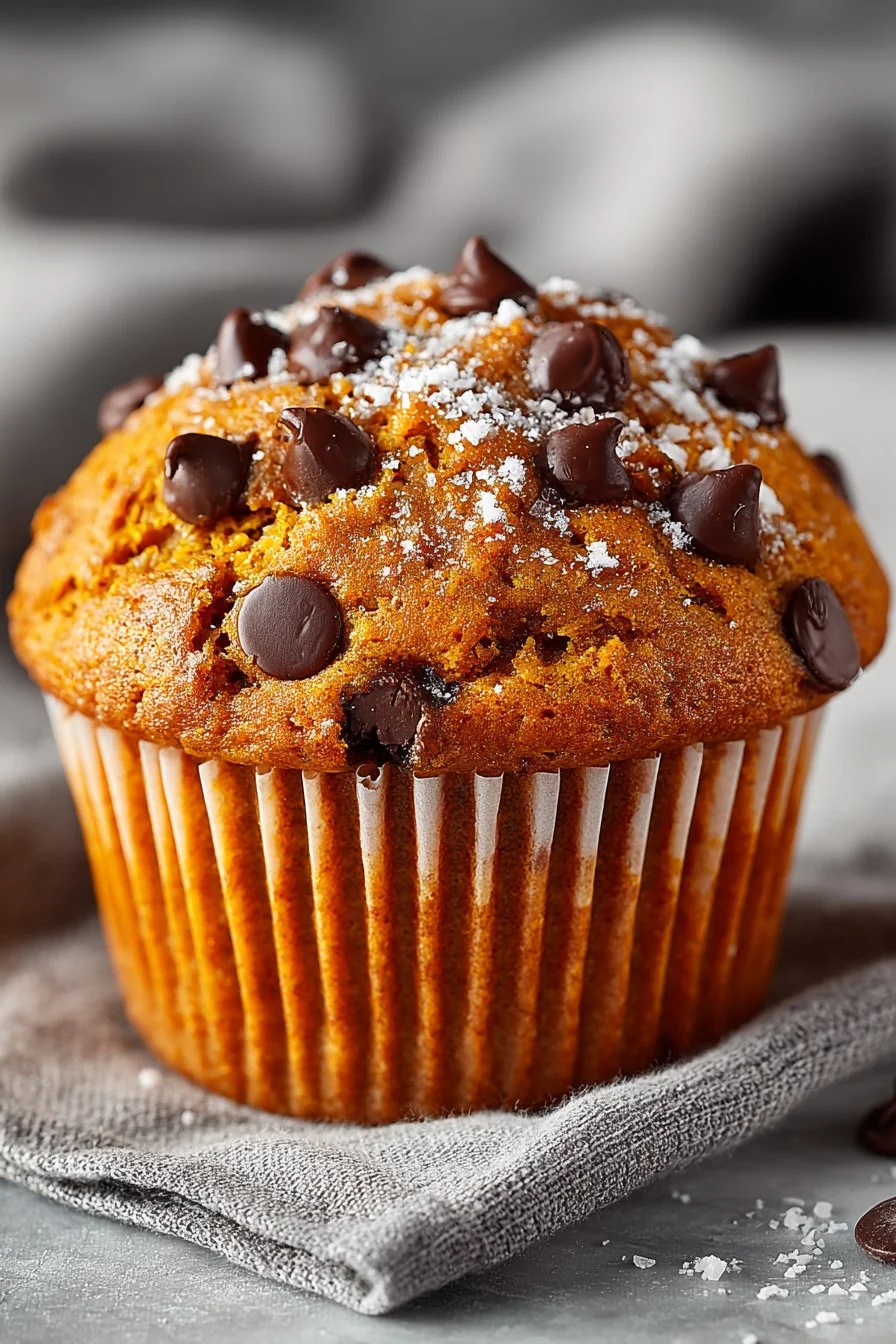 Fall Spiced Pumpkin Chocolate Chip Muffin