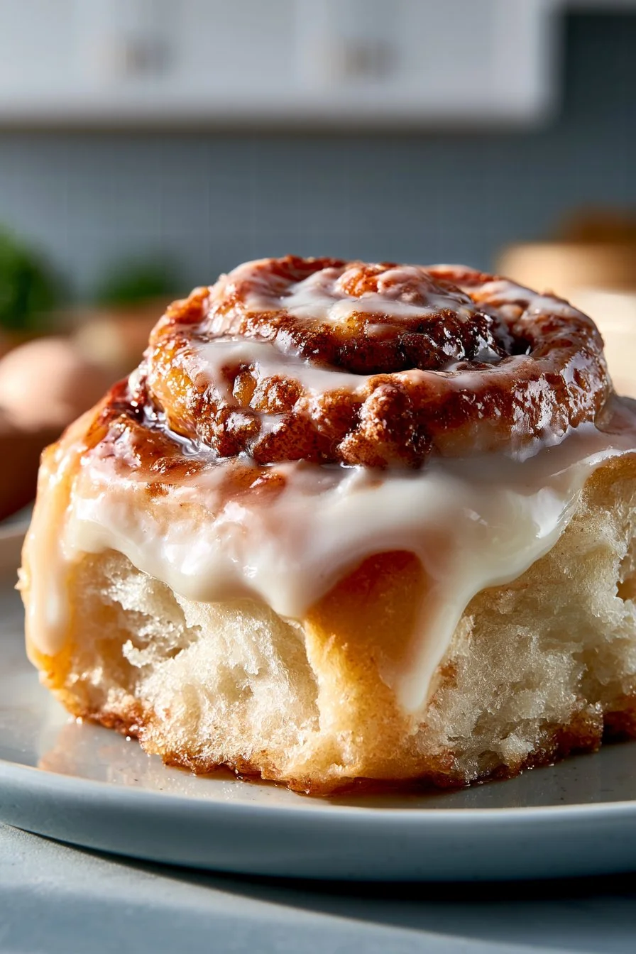 Fluffy Cream Cheese Frosted Cinnamon Roll