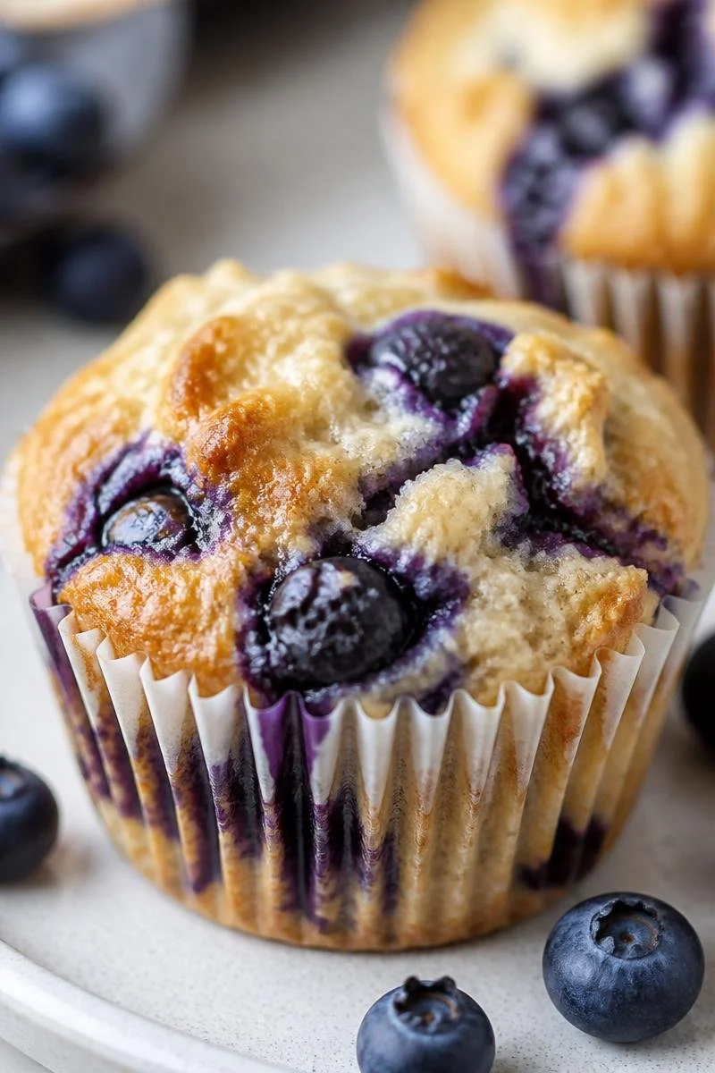 Fluffy Morning Blueberry Greek Yogurt Muffins