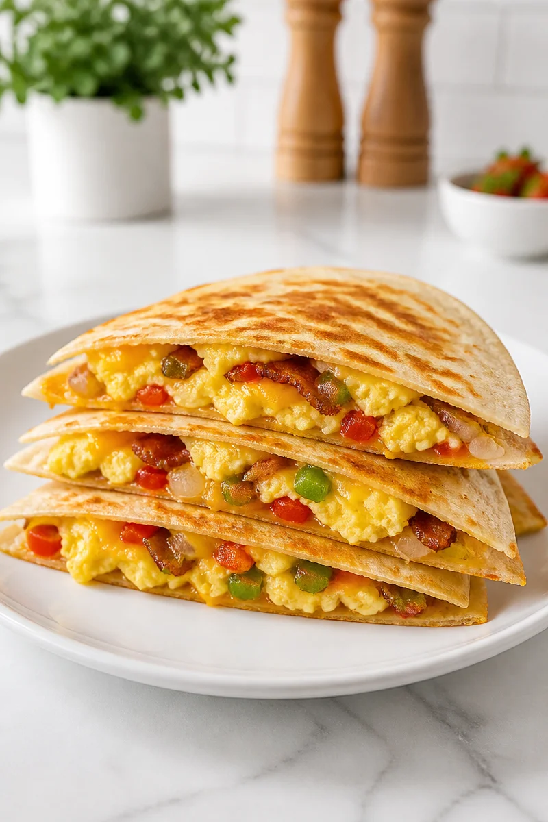 Freezer Friendly Turkey Bacon Breakfast Quesadilla