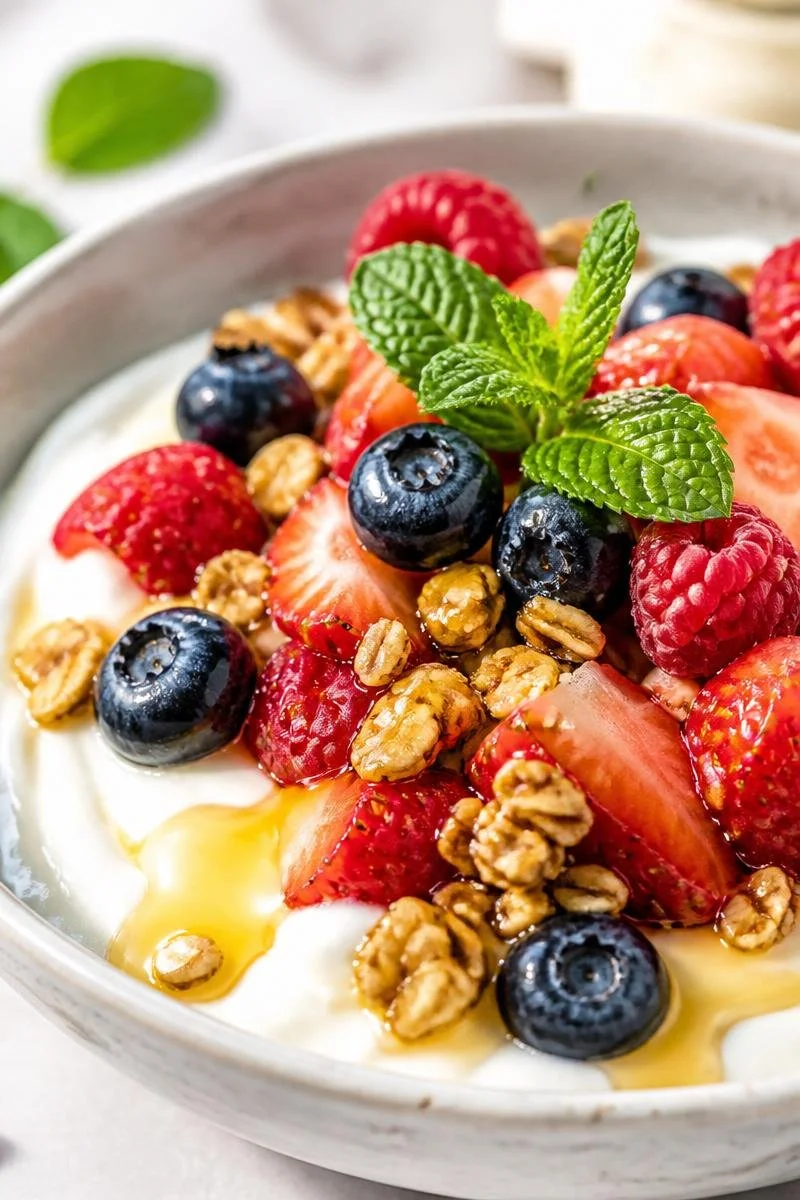 Fresh Berry and Granola Greek Yogurt Bowl