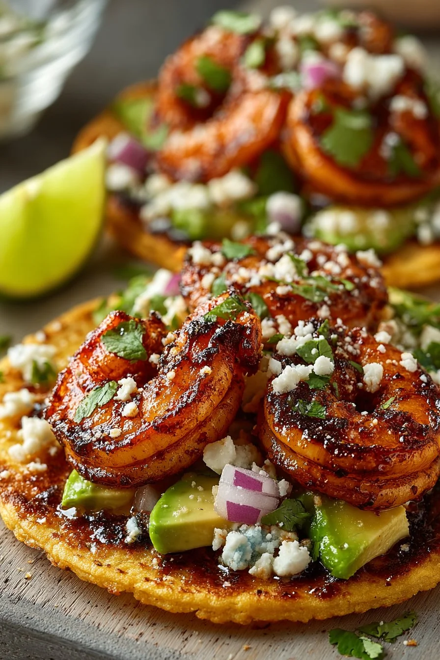Fresh Cilantro Lime Grilled Shrimp Tostada