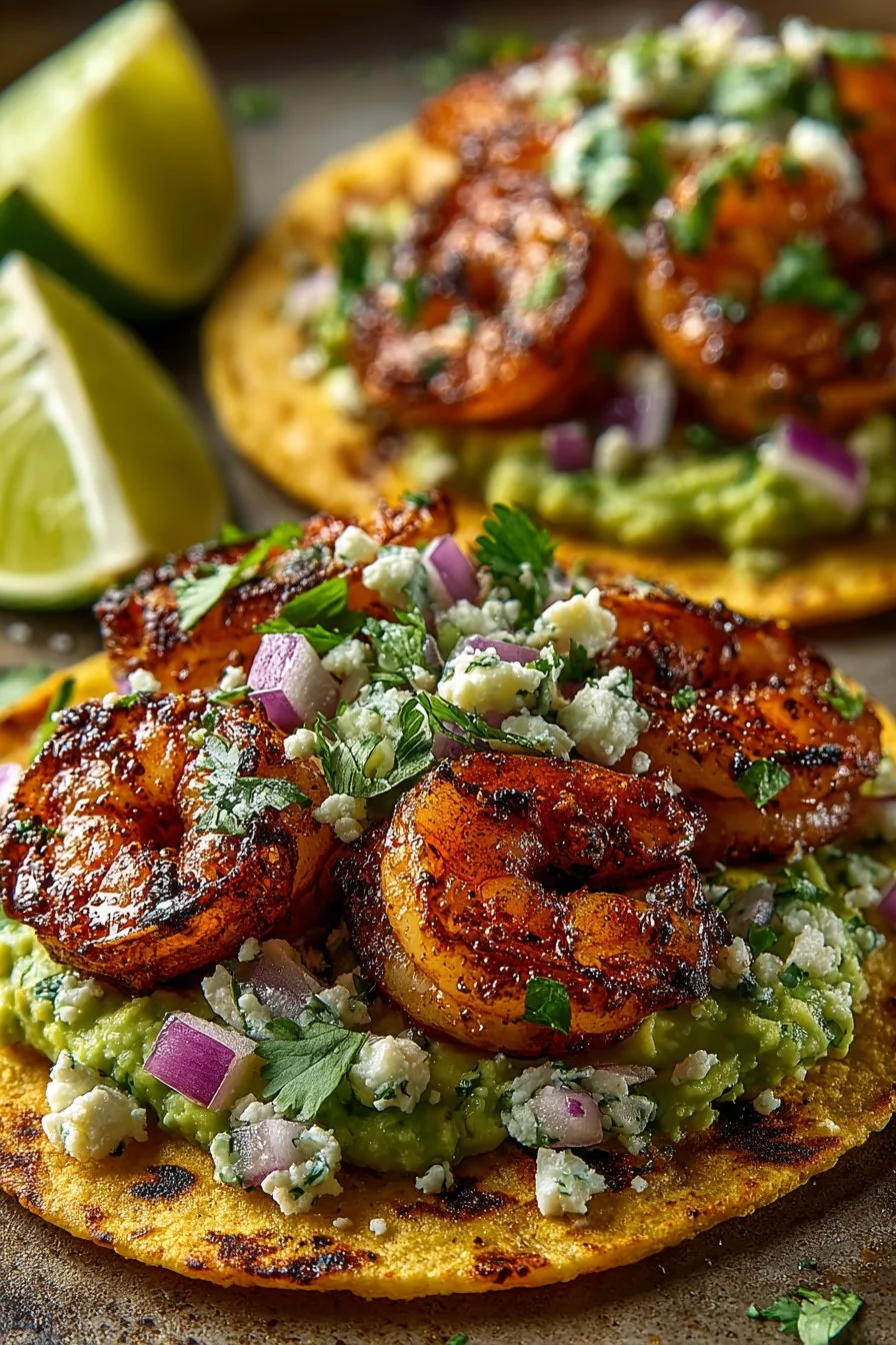 Fresh Cilantro Lime Grilled Shrimp Tostada