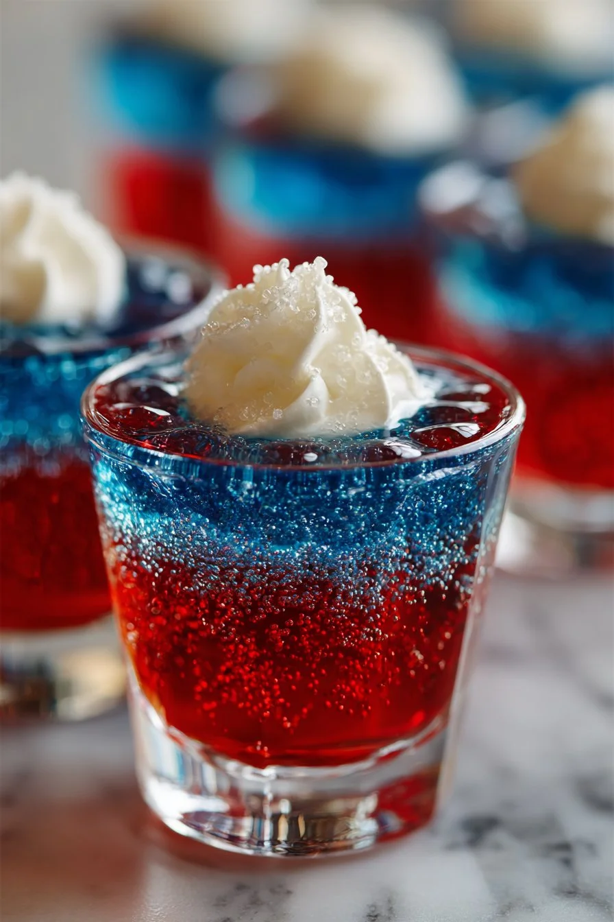 Fun red white and blue Jello Shots for 4th of July celebrations