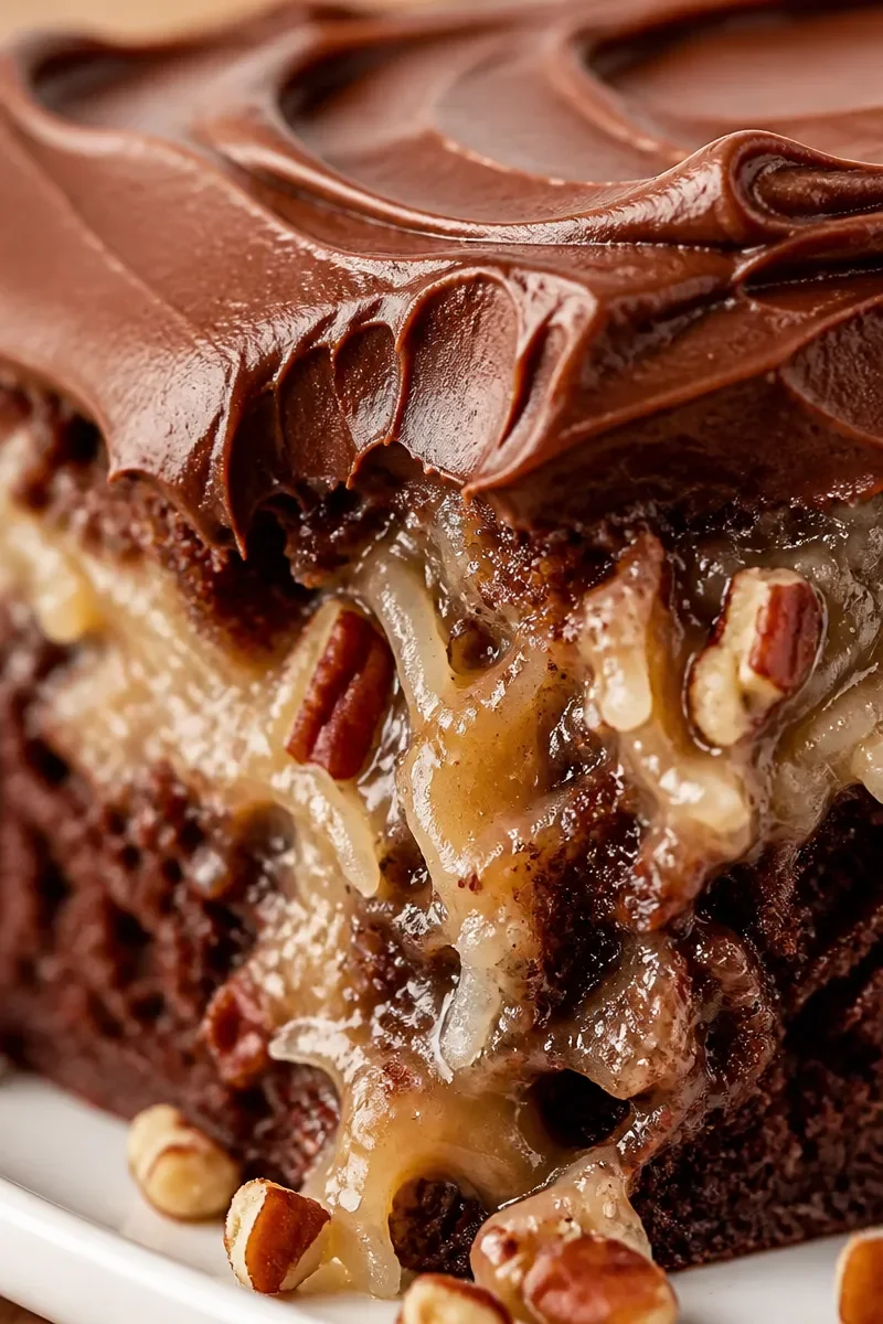German Chocolate Poke Cake