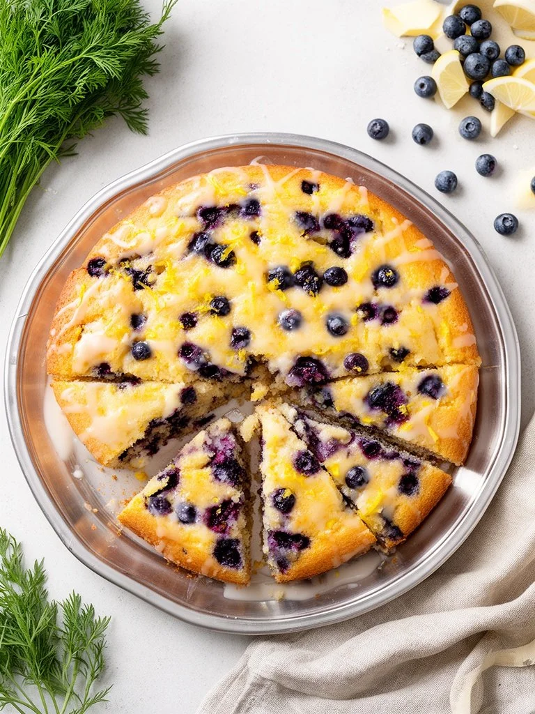Grandma's Vintage Lemon Blueberry Cake